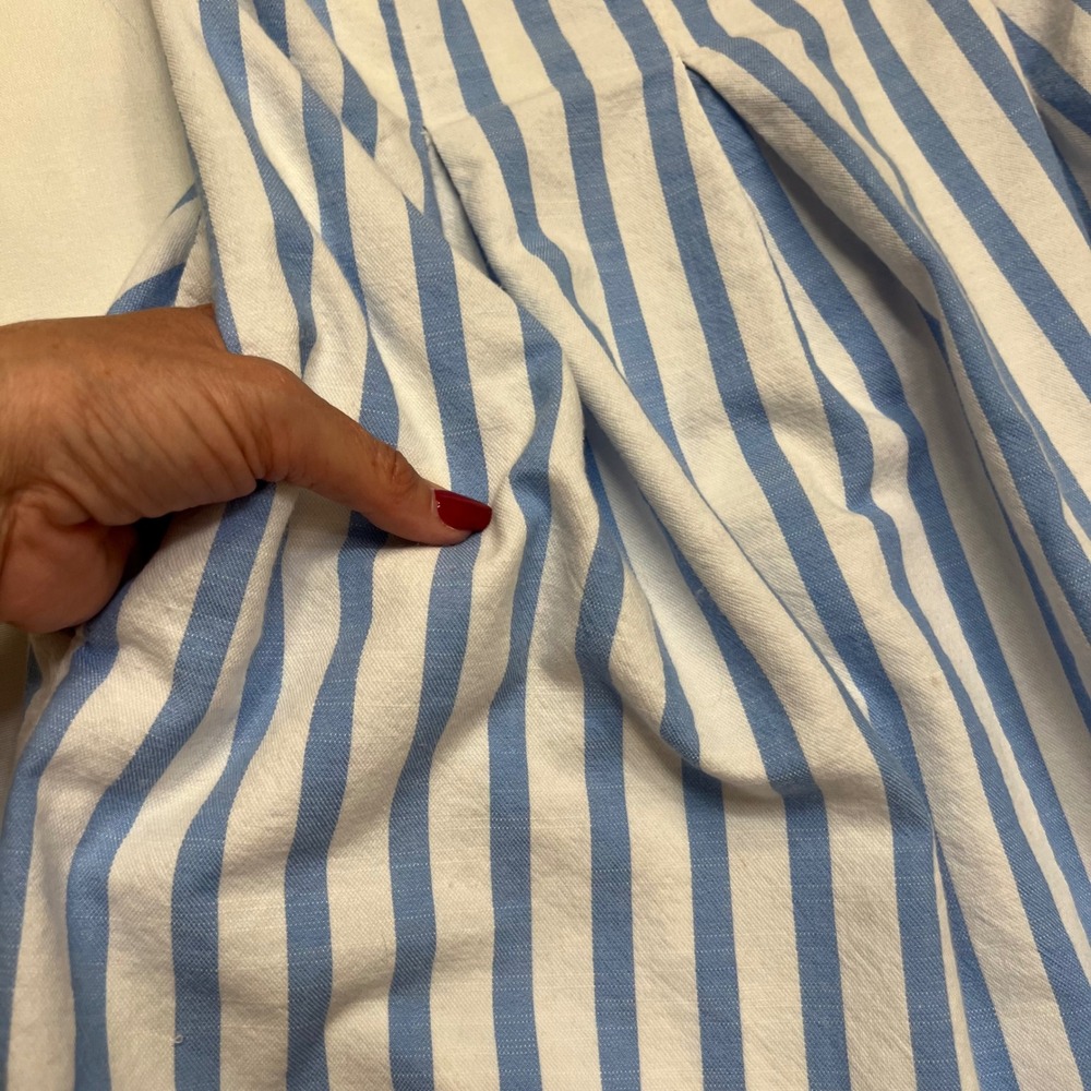 A New Day Blue White Striped Sweetheart Neck Cotton Cottage Midi Dress Size 10 - Picture 7 of 9